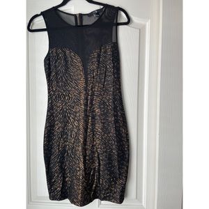 XXI-Forever 21 Black and Gold Leopard Print Mini Dress
